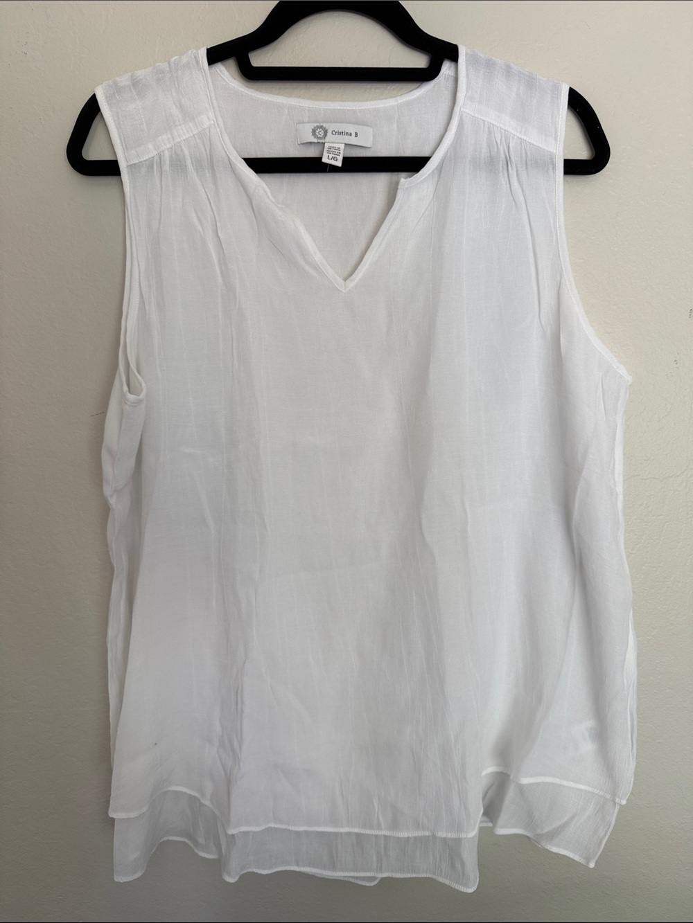 White Sleeveless V-Neck top